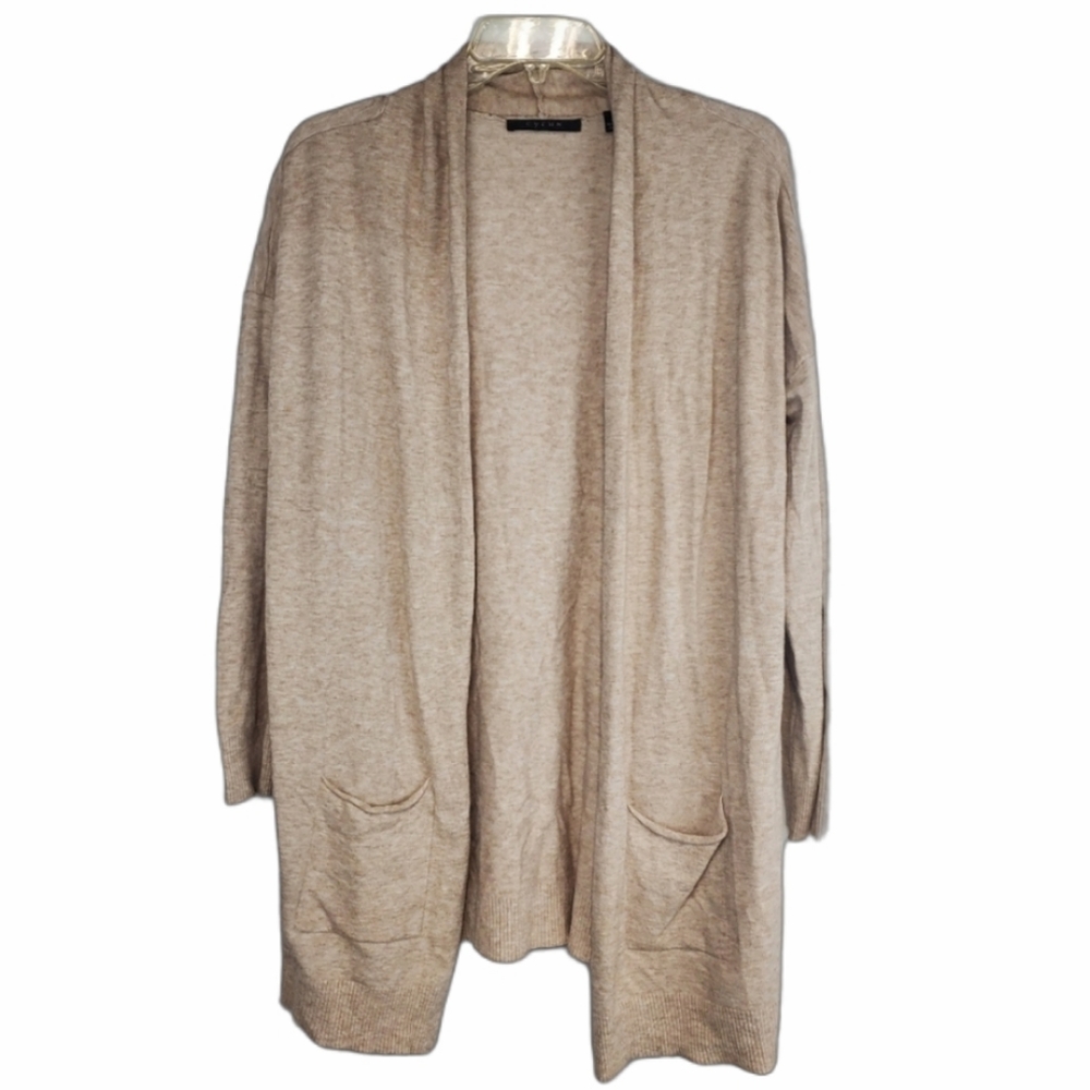 Cyrus cream tan long cardigan pockets size large